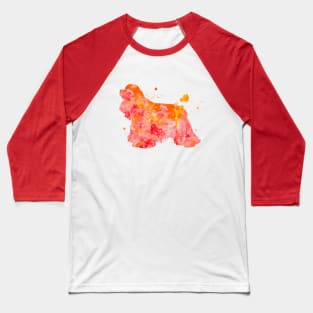 American Cocker Spaniel Dog Watercolor Painting 2 Baseball T-Shirt